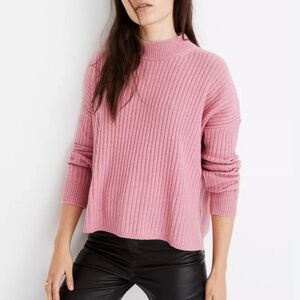 Madewell Recycled Cashmere Ribbed Mockneck Pullover Sweater